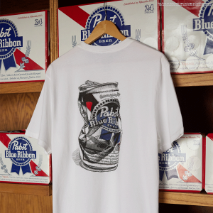 Pabst Blue Ribbon Crushed Can Tee – White