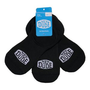 HEYDUDE No Show Sock 3 Pack – Black
