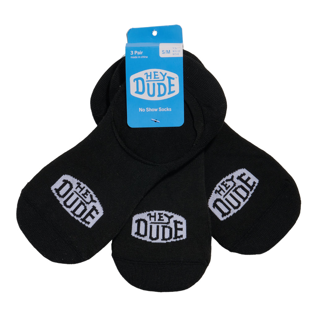 HEYDUDE No Show Sock 3 Pack – Black